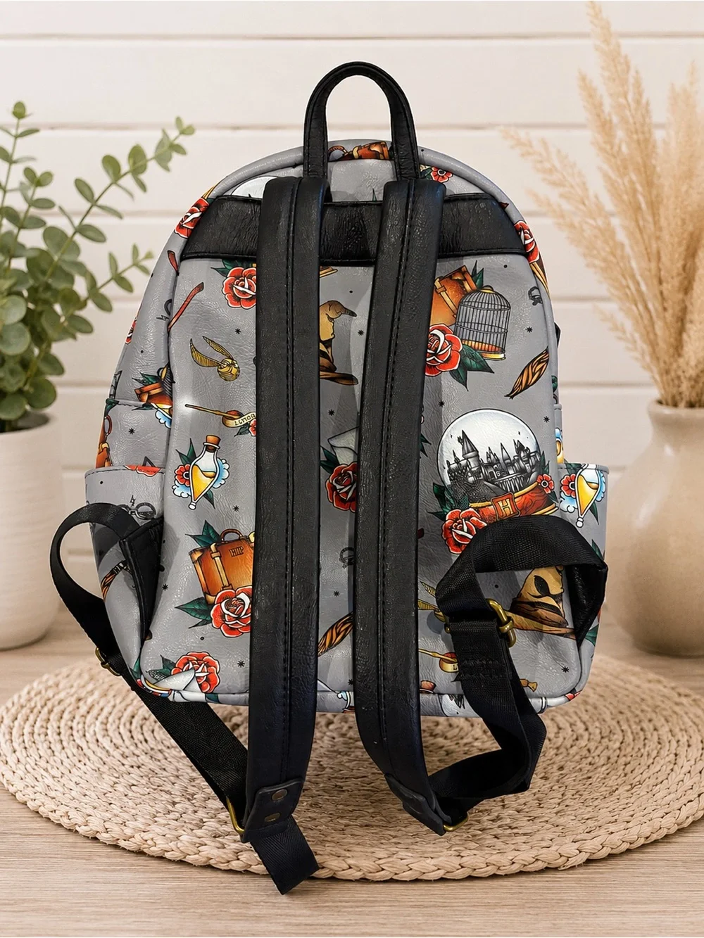 Loungefly Harry Potter Mini Backpack Gray Hogwarts Print